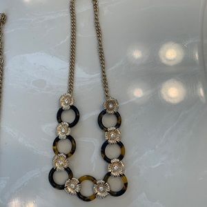 JCrew flower tortoise shell necklace with crystal